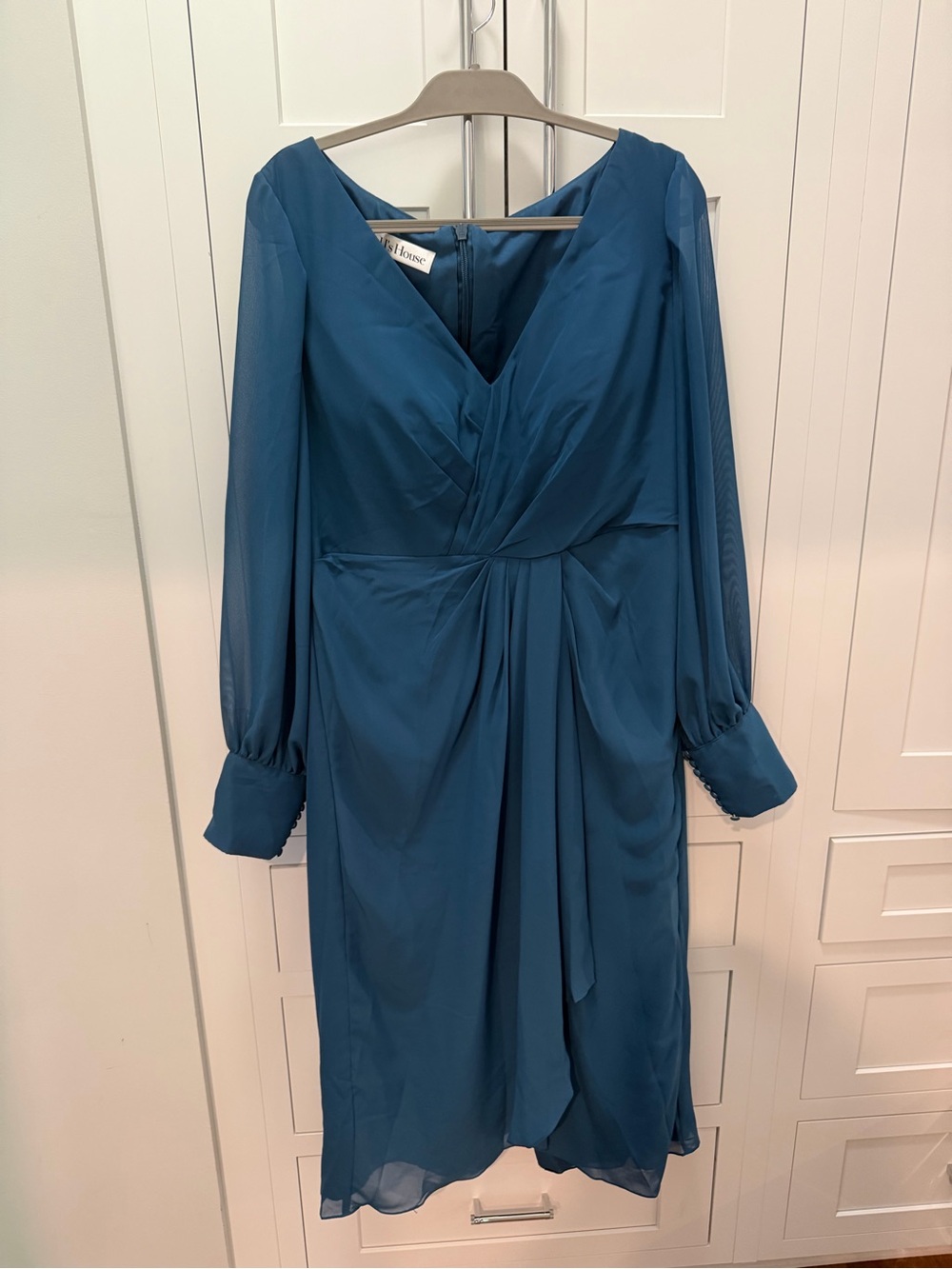 JJs House 16w Ink blue  Long-Sleeve Wrap Dress NWT formal wedding
